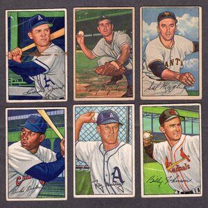 Lot of 6 Different 1952 Bowman Baseball Cards